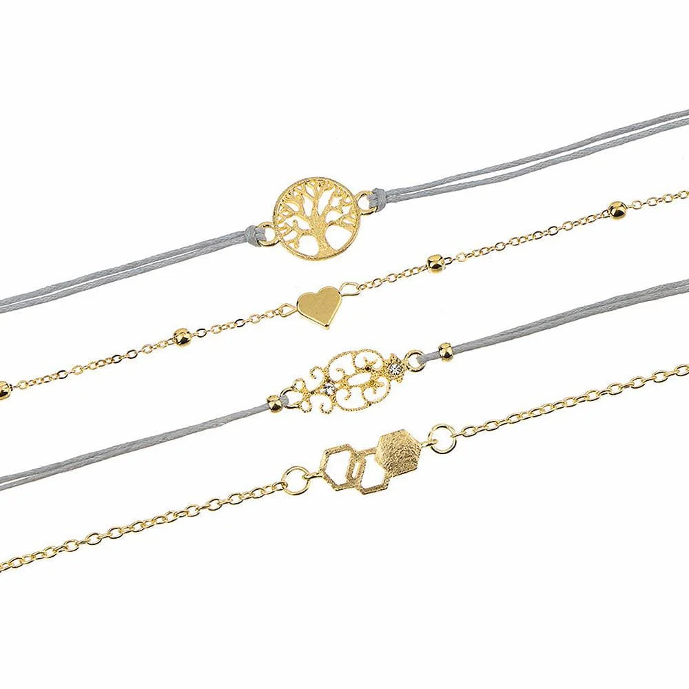 Bohemian 5-Piece Charm Bead Bracelet Set