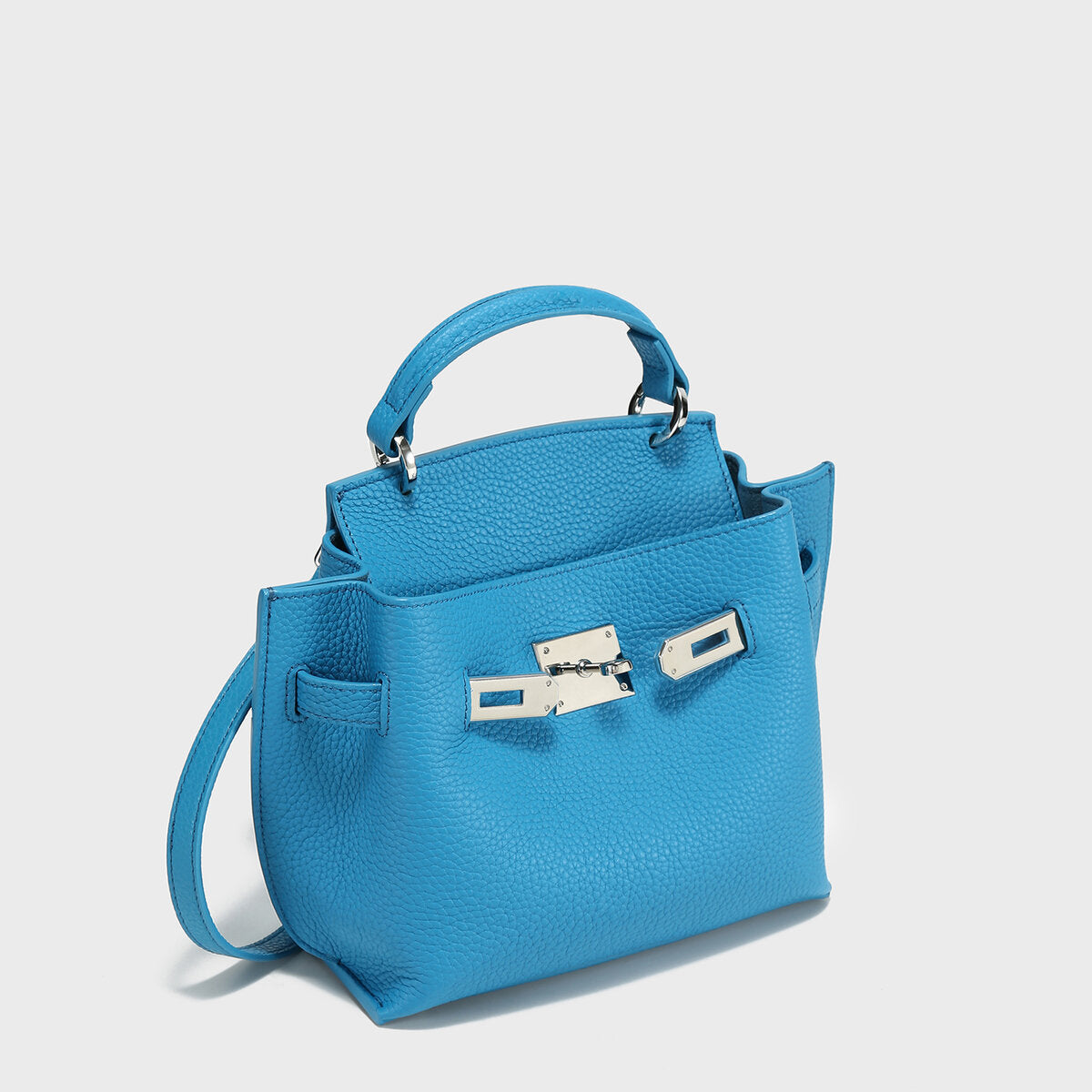 TOGO Leather Turn-Lock Top-Handle Bag - Blue