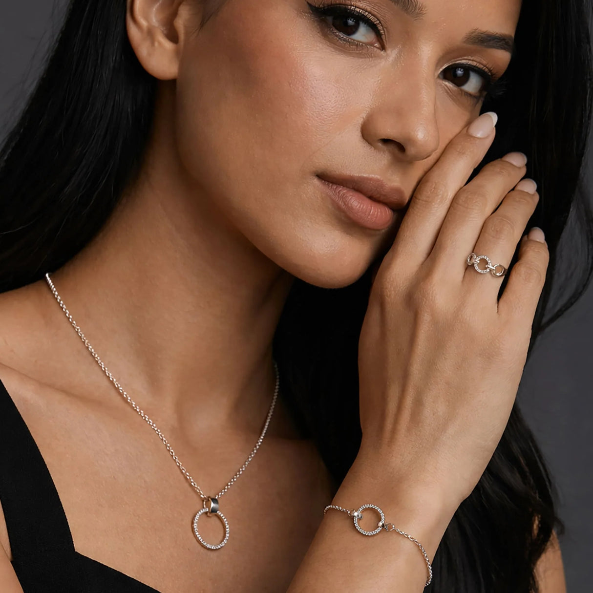 Krystal Couture Orbit of Charm Necklace Embellished with SWAROVSKI Crystal in White Gold