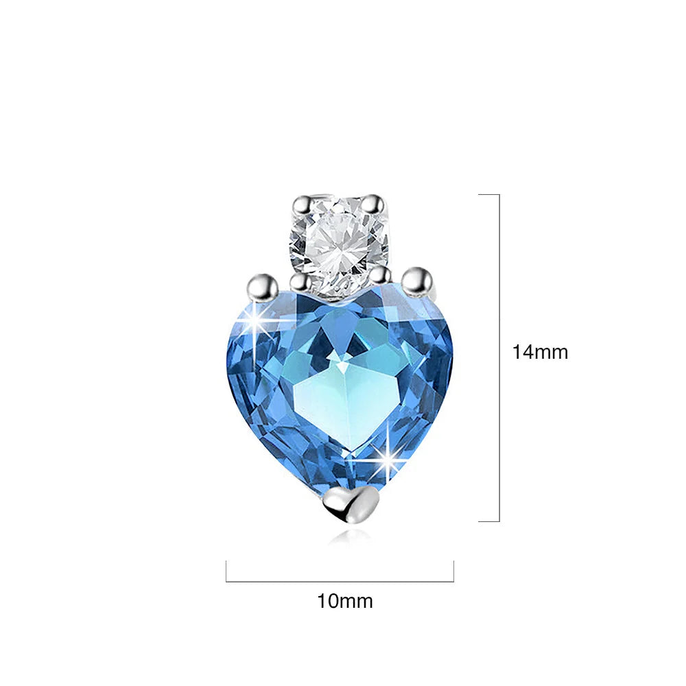 Bullion Gold My Amore Blue Love Heart White Gold Layered Stud Earrings