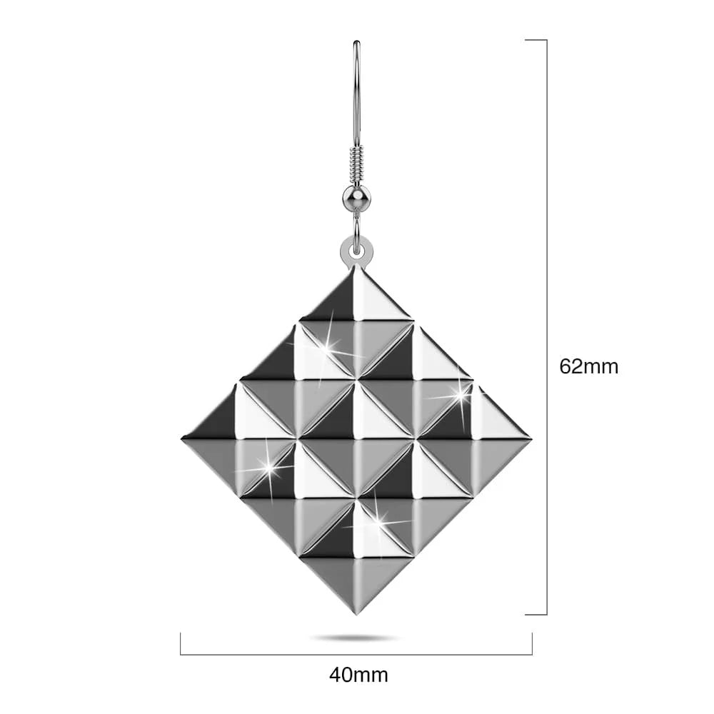 Bullion Gold Fascination Geometric Style Diamond Shape Metallic Earrings White Gold