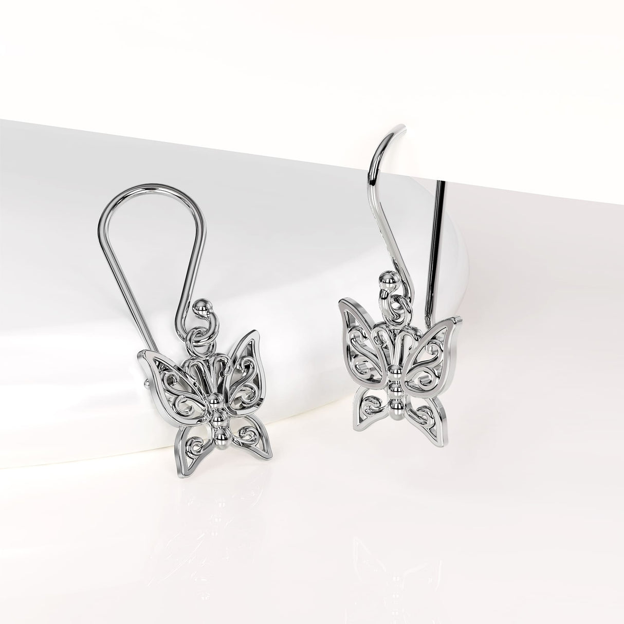 Solid 925 Sterling Silver Butterfly Dangle Earrings