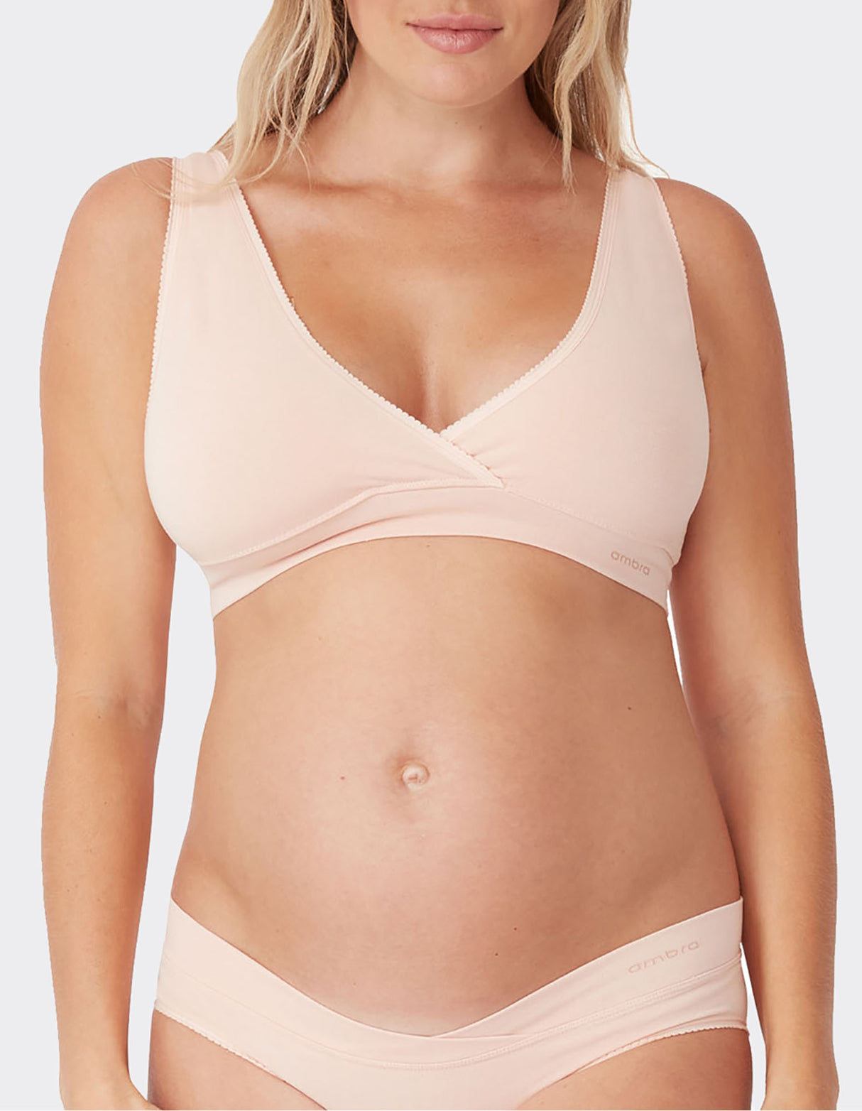 Ambra B Maternity Crossover Crop - Putty Pink