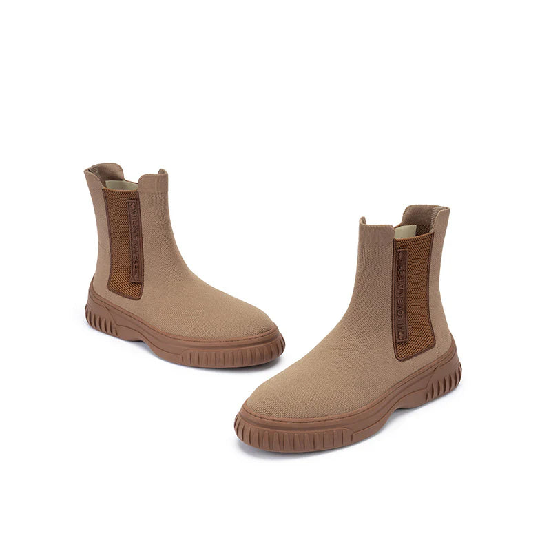 Knit Chelsea Ankle Boots - Mocha