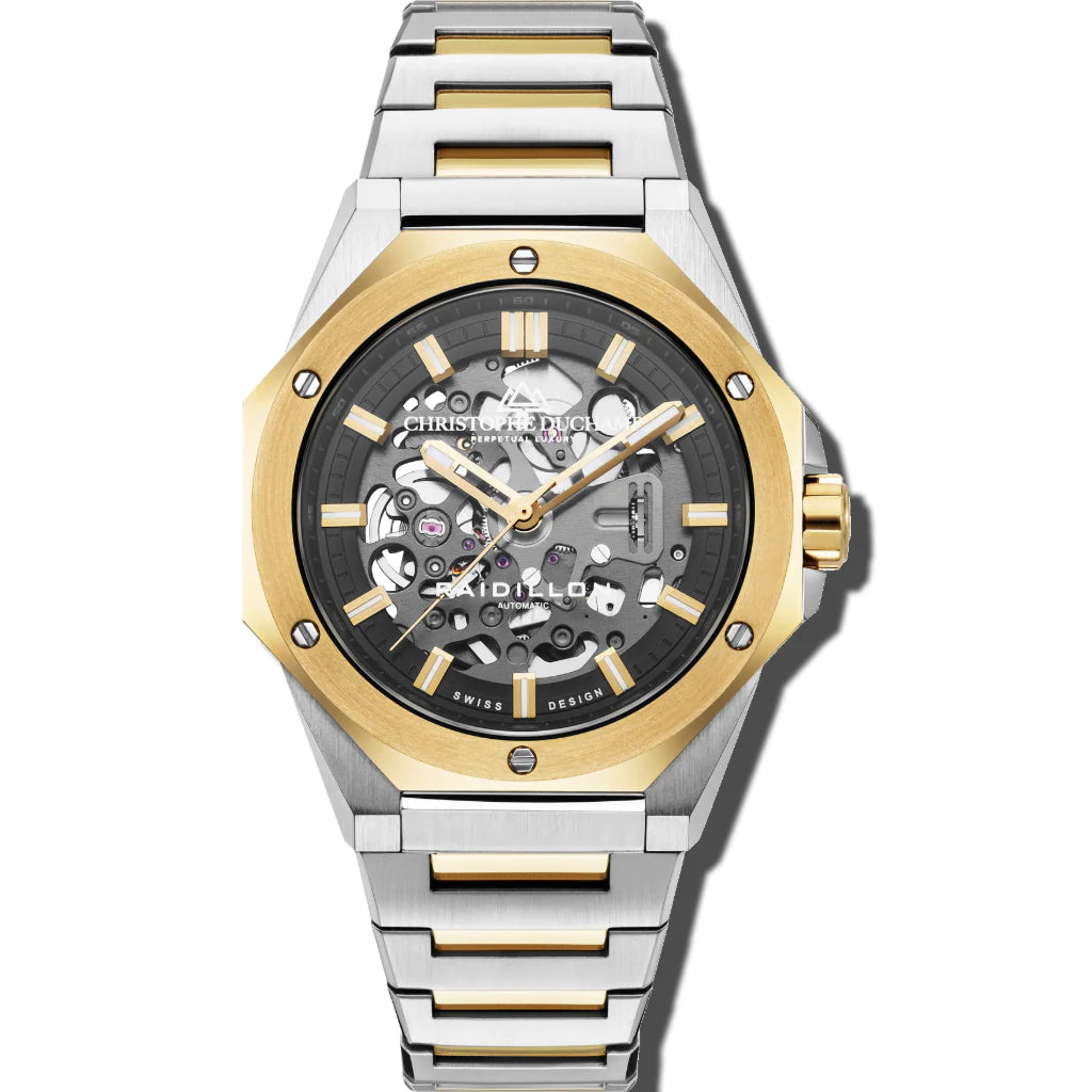Christophe Duchamp Raidillon Skeleton - Black & Silver Dial & 316L Stainless Steel Strap