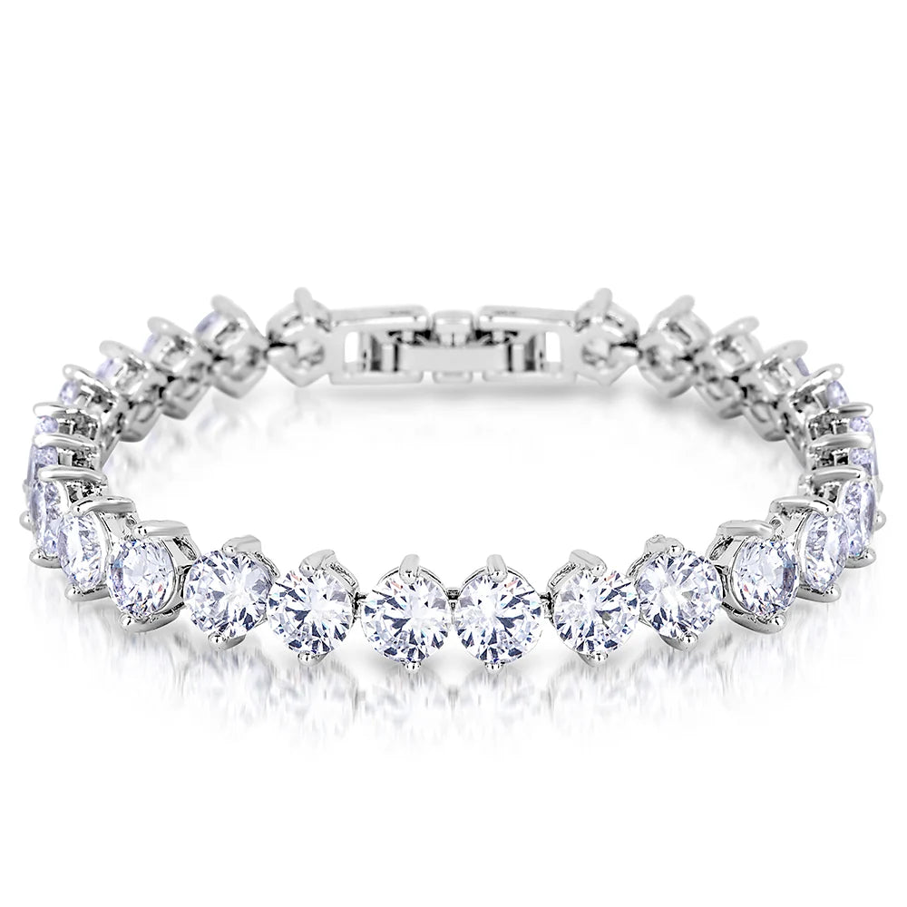 Boxed Cinderella Earrings and Bracelet Set in White Gold