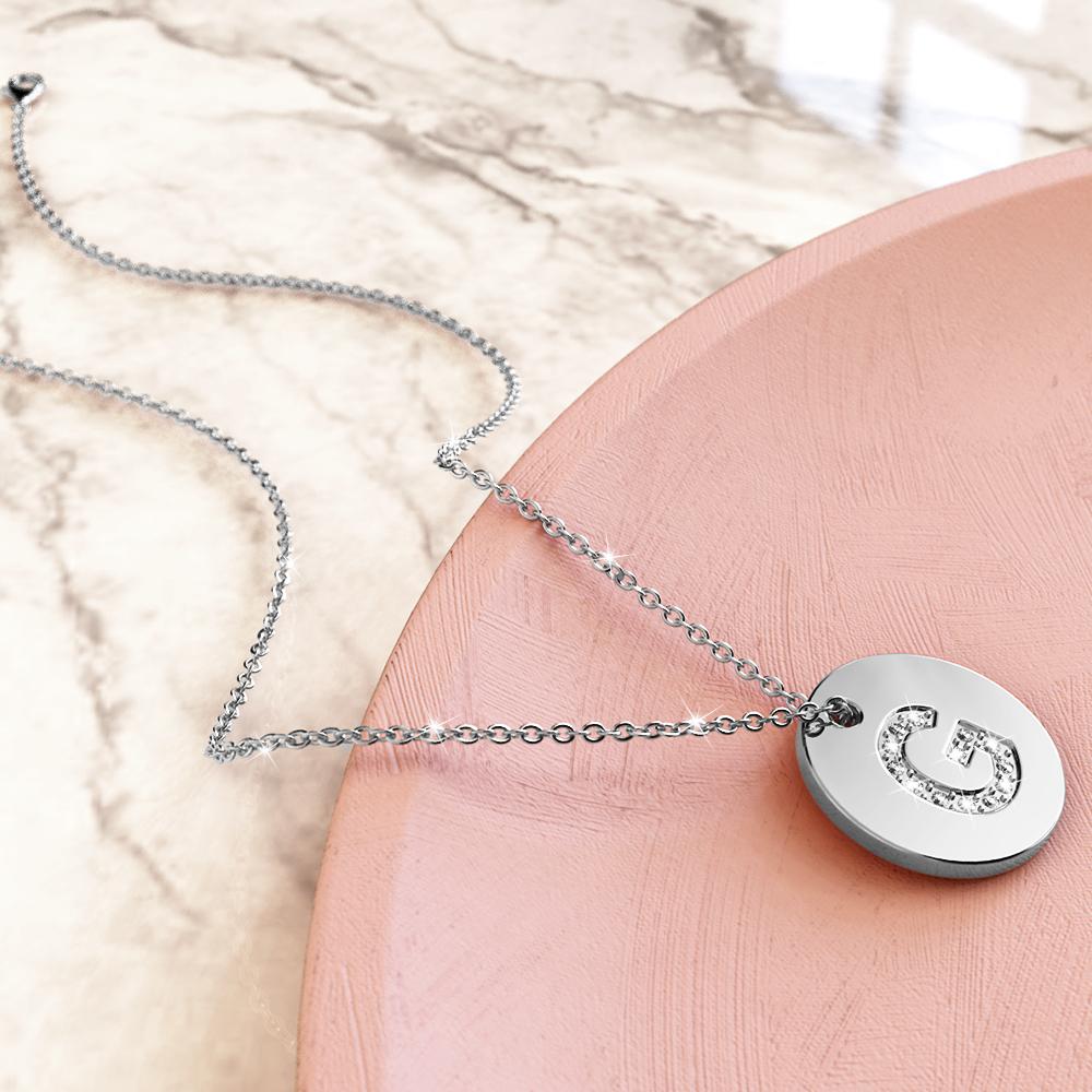Bullion Gold Initials Fabulous Alphabet Letter Necklace White Gold Layered Steel Jewellery