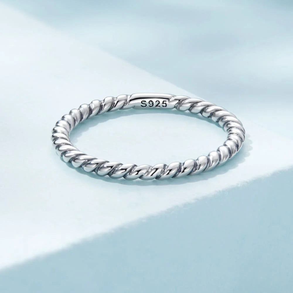 Solid 925 Sterling Silver Twisted Tight Rope Ring