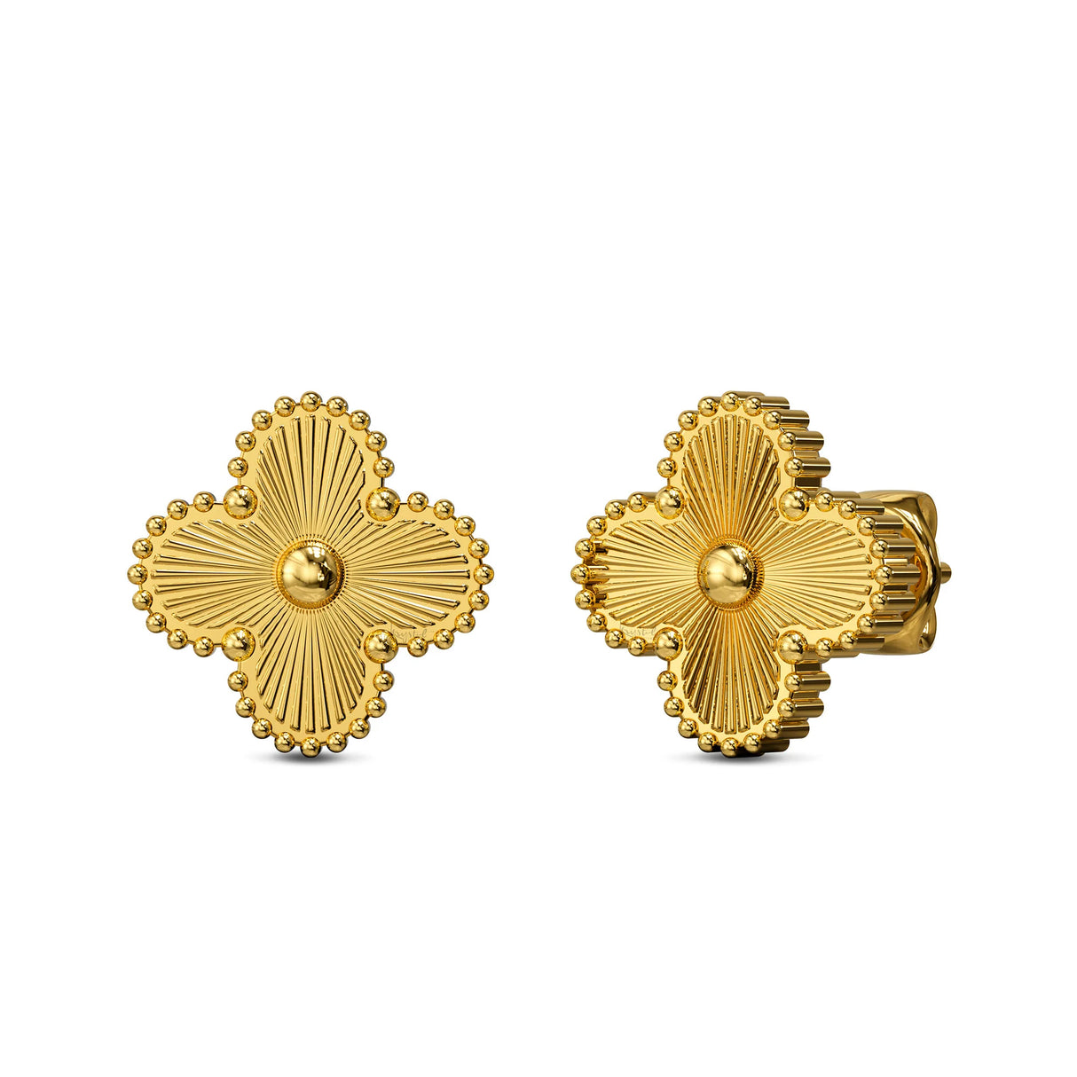Bullion Gold Golden Clover Stud Earrings