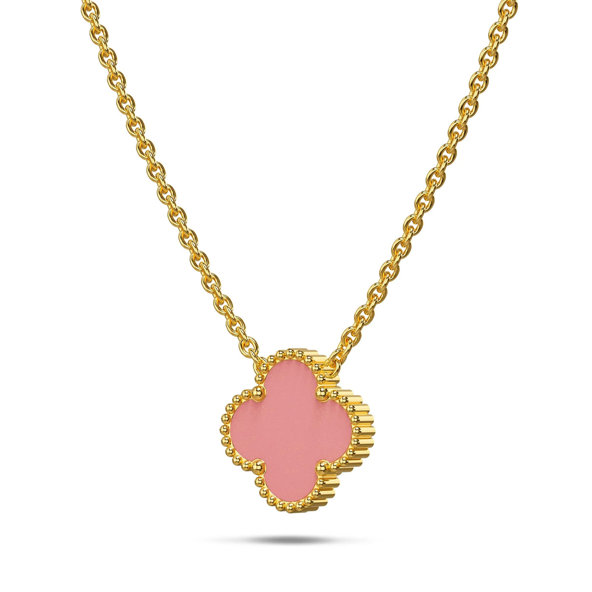 Bullion Gold Pink Clover Necklace