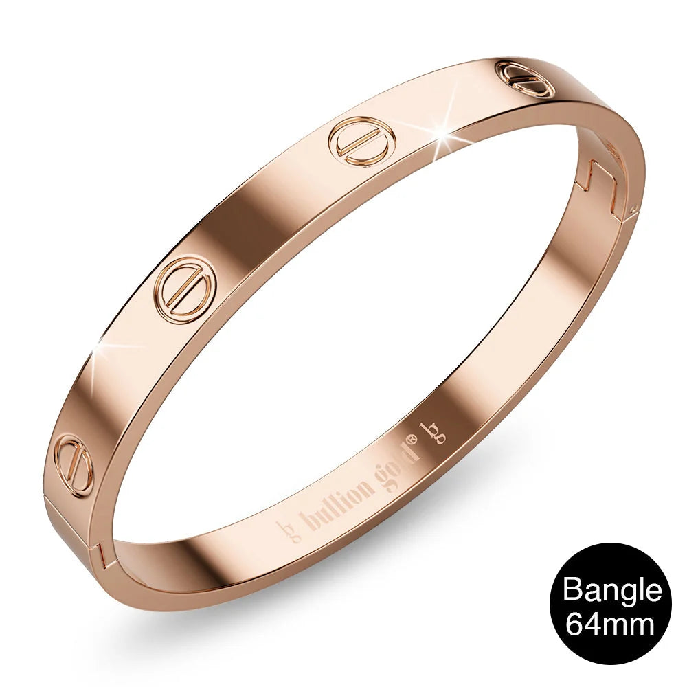 Bullion Gold Carmello Stainless Steel Bangle in Rose Gold - 64mm