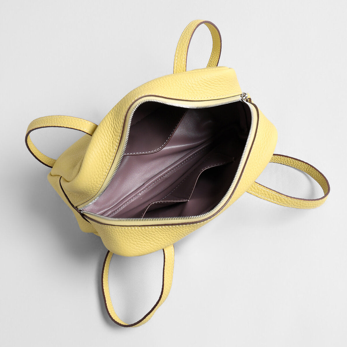 Premium Pebbled Calfskin Bowling Bag - Yellow