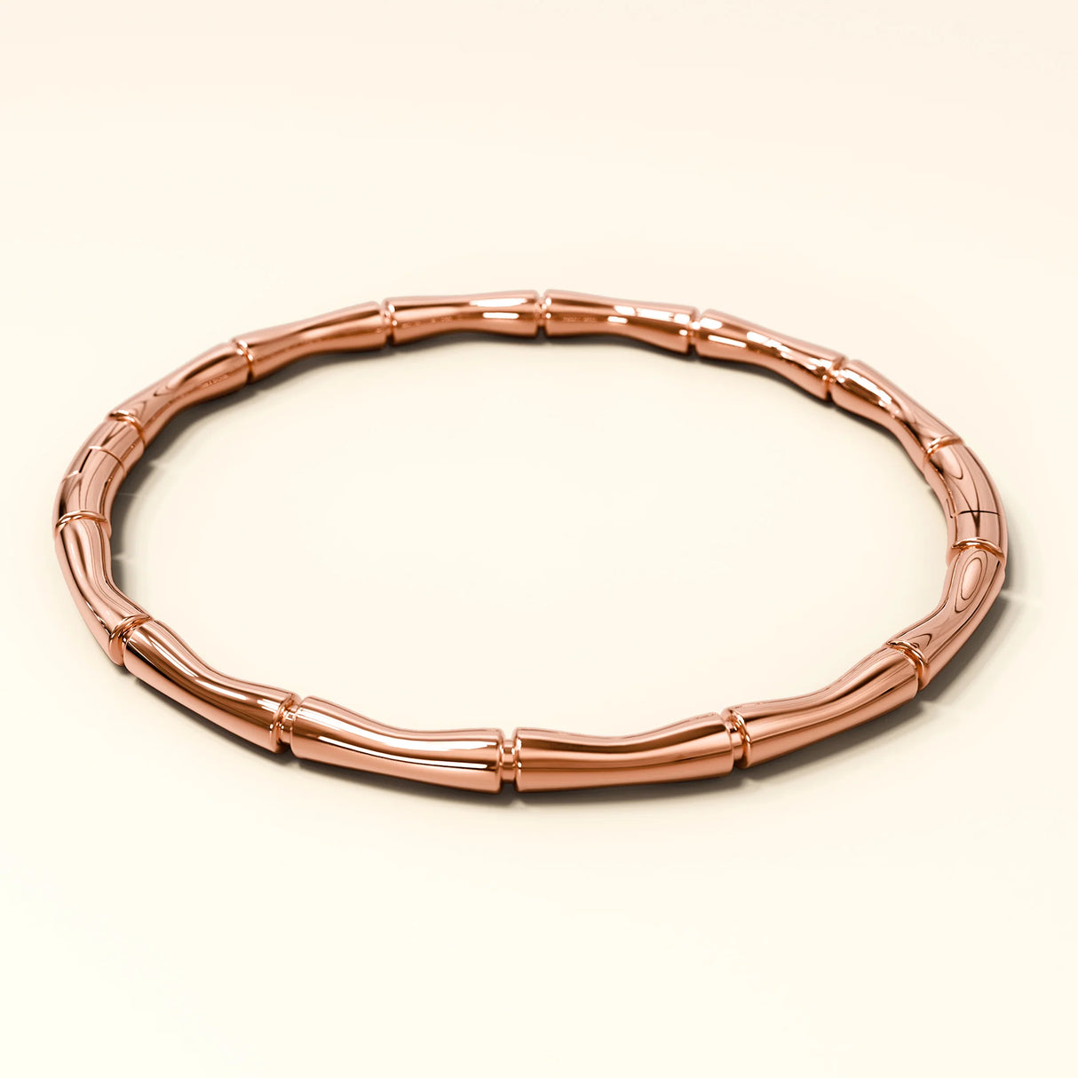 Bullion Gold Trunket Bamboo Design Stainless Steel Bangle in Rose Gold