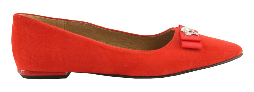 Bosccolo Womens Ballerina - Red Suede