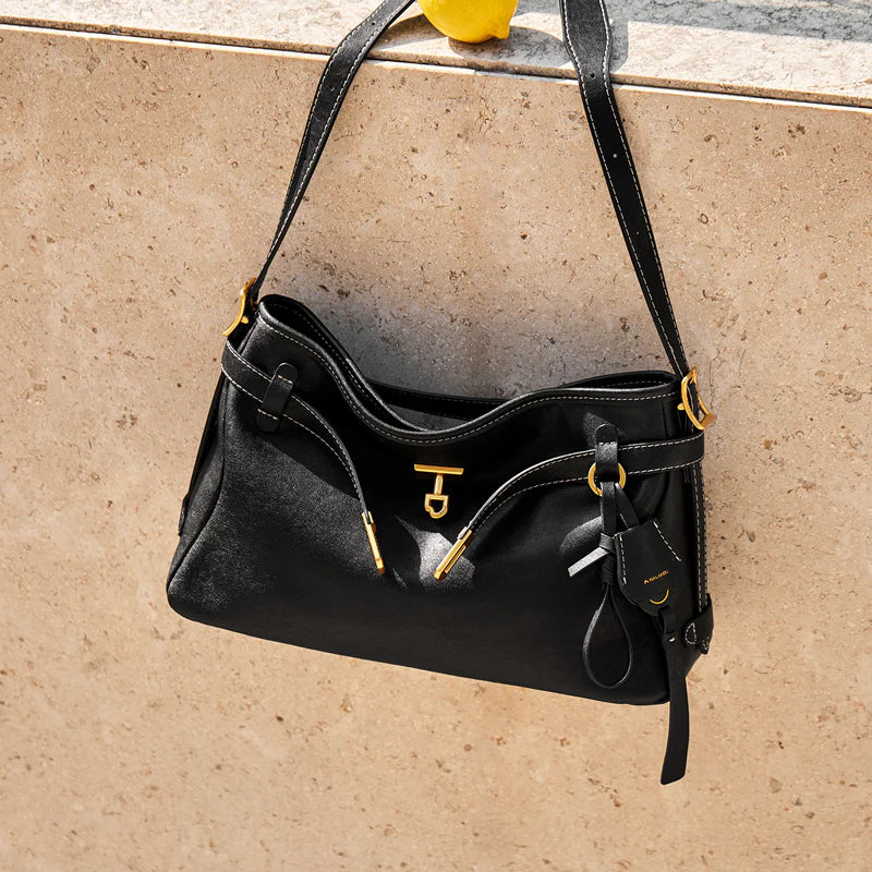 Nalandu Luxe Fortune Chime Slouch Shoulder Bag - Black
