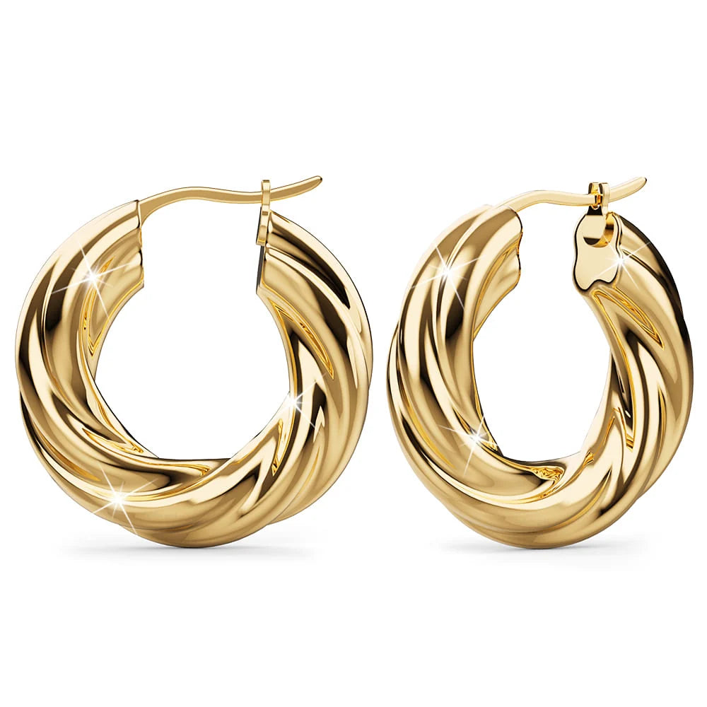 Bullion Gold Celia Rope Twisted Hoop Earrings
