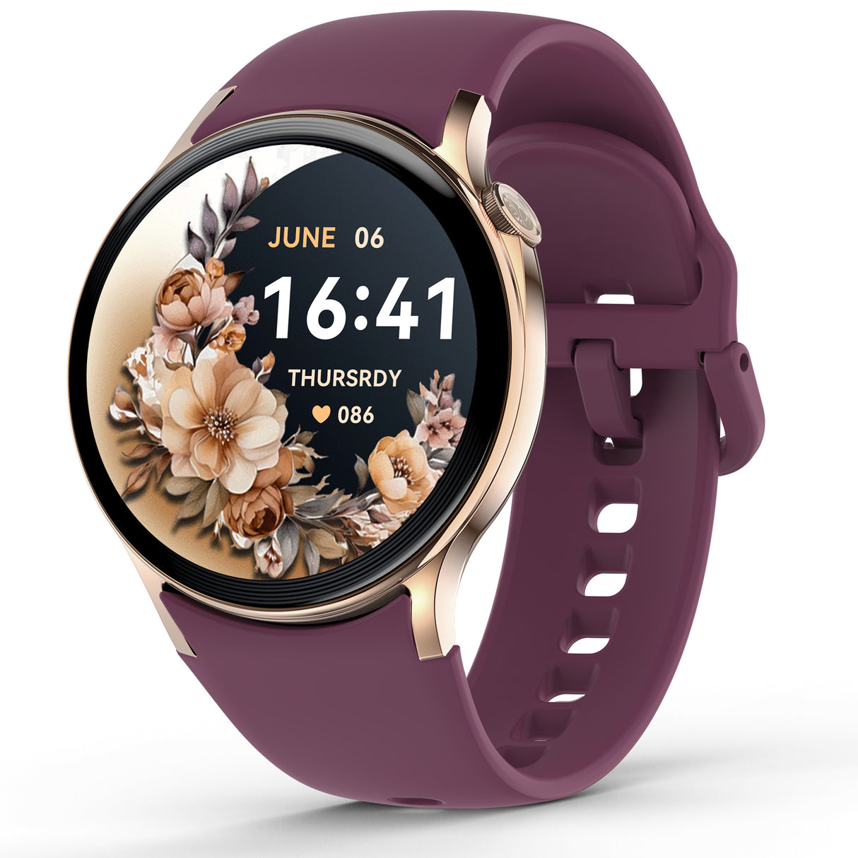 Bluetooth Smart Watch 1.43" Touch Screen Call Heart Rate Blood Pressure BT 5.3 - Purple Gold Wine