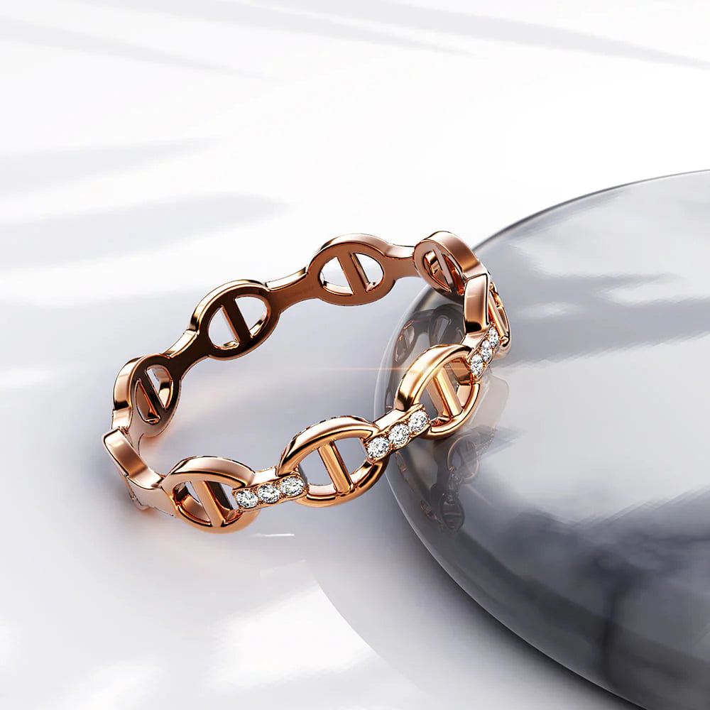 Bullion Gold Mariner Link Ring In Rose Gold