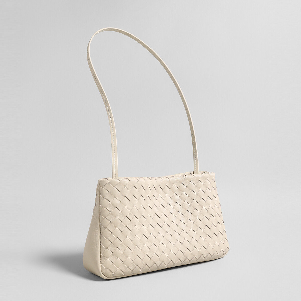 Woven Lambskin Shoulder Bag - Ivory