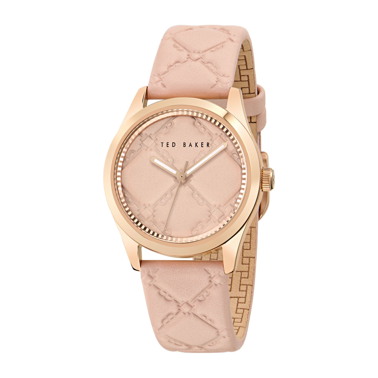 Ted Baker Womens Coolly Rose Gold-Tone Pink Embossed Leather Watch