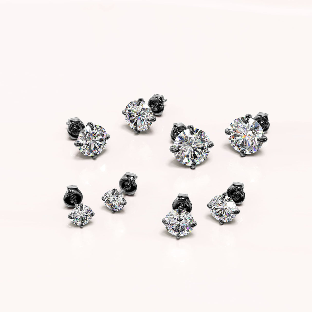 Solid 925 Signature Silver Mary Anne Crystal Stud Earrings In Black Gold
