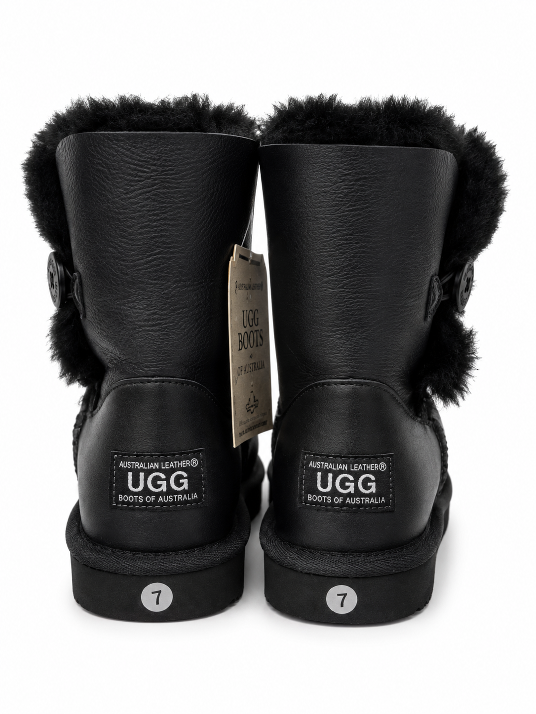Australian Leather Ugg 1Button Leather - Black - AU6