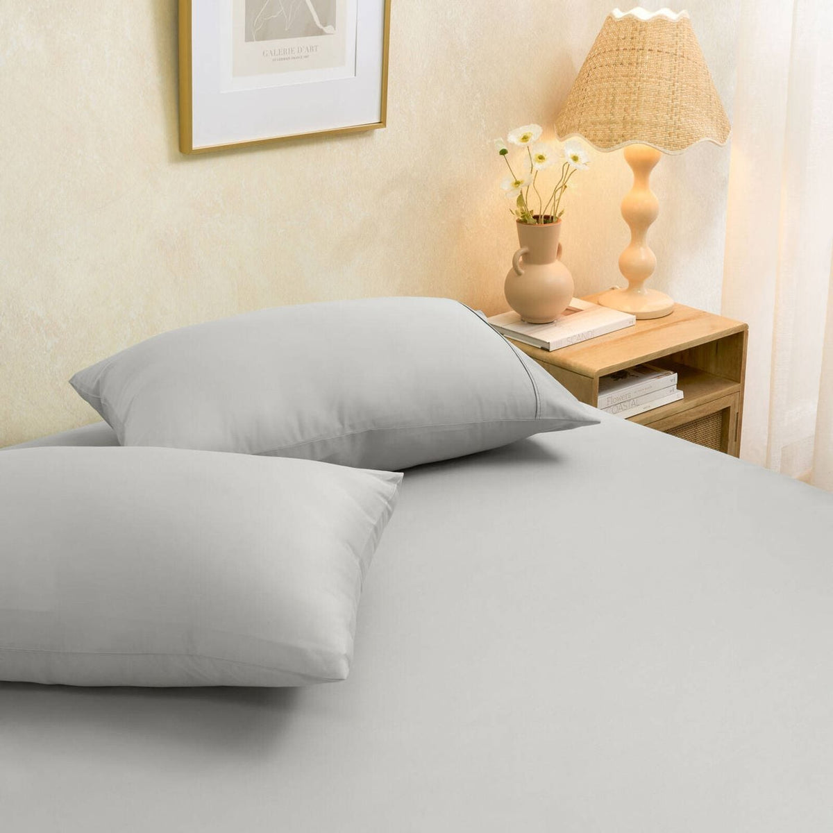 Sheraton Luxury Maison Egyptian Cotton Rich Fitted Sheet & Pillowcase Silver
