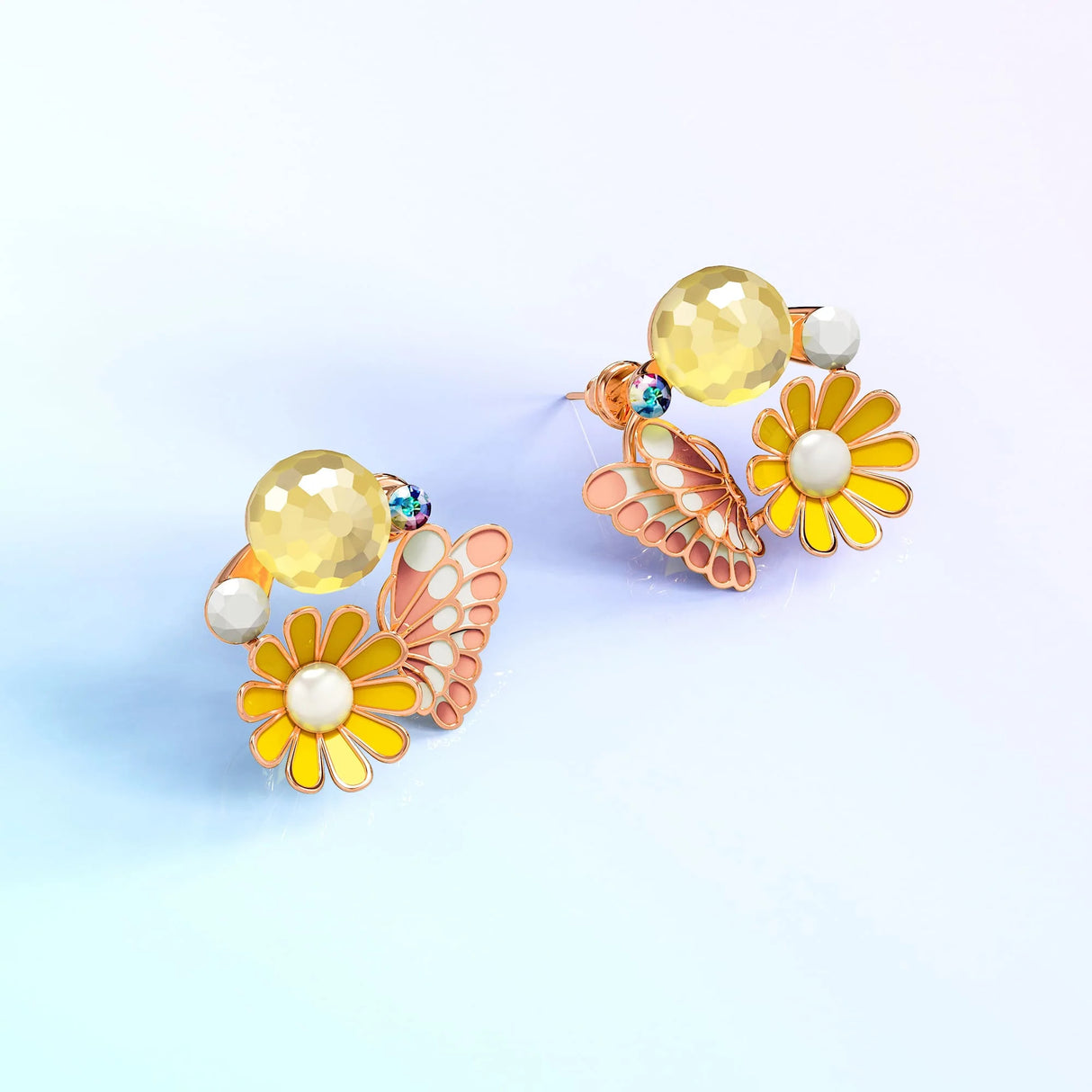 Krystal Couture Butterfly Floral Stud Earrings