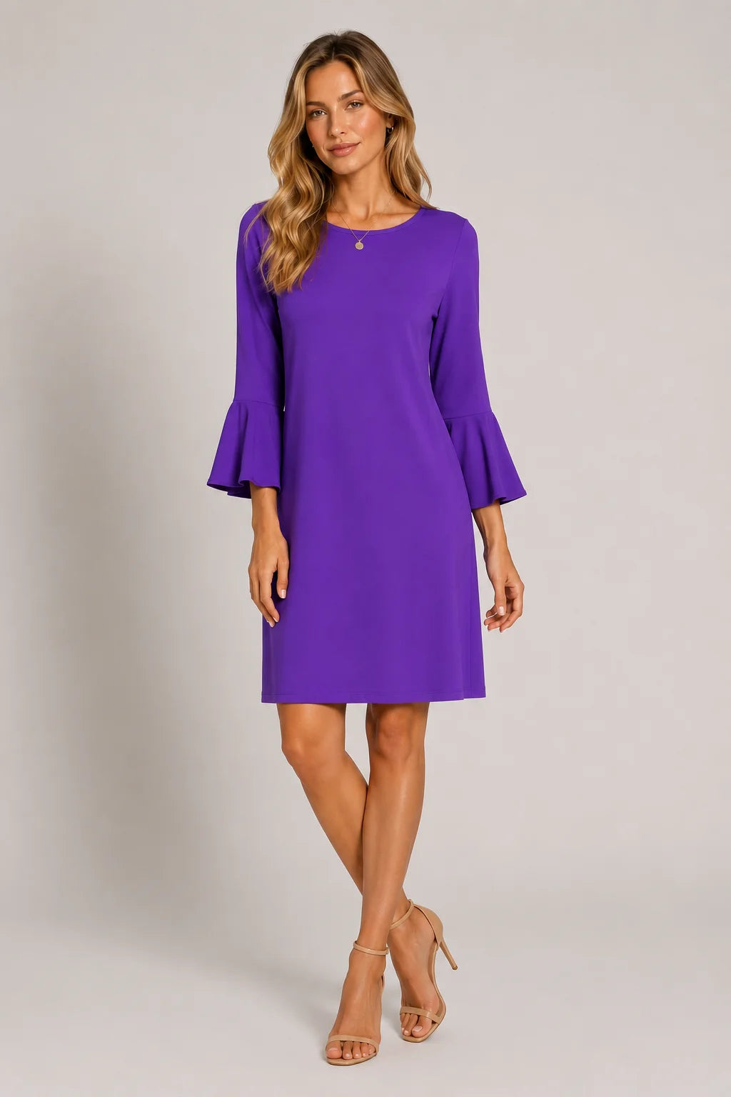 Worship Women's 3/4 Sleeve Shif t Dress - Purple