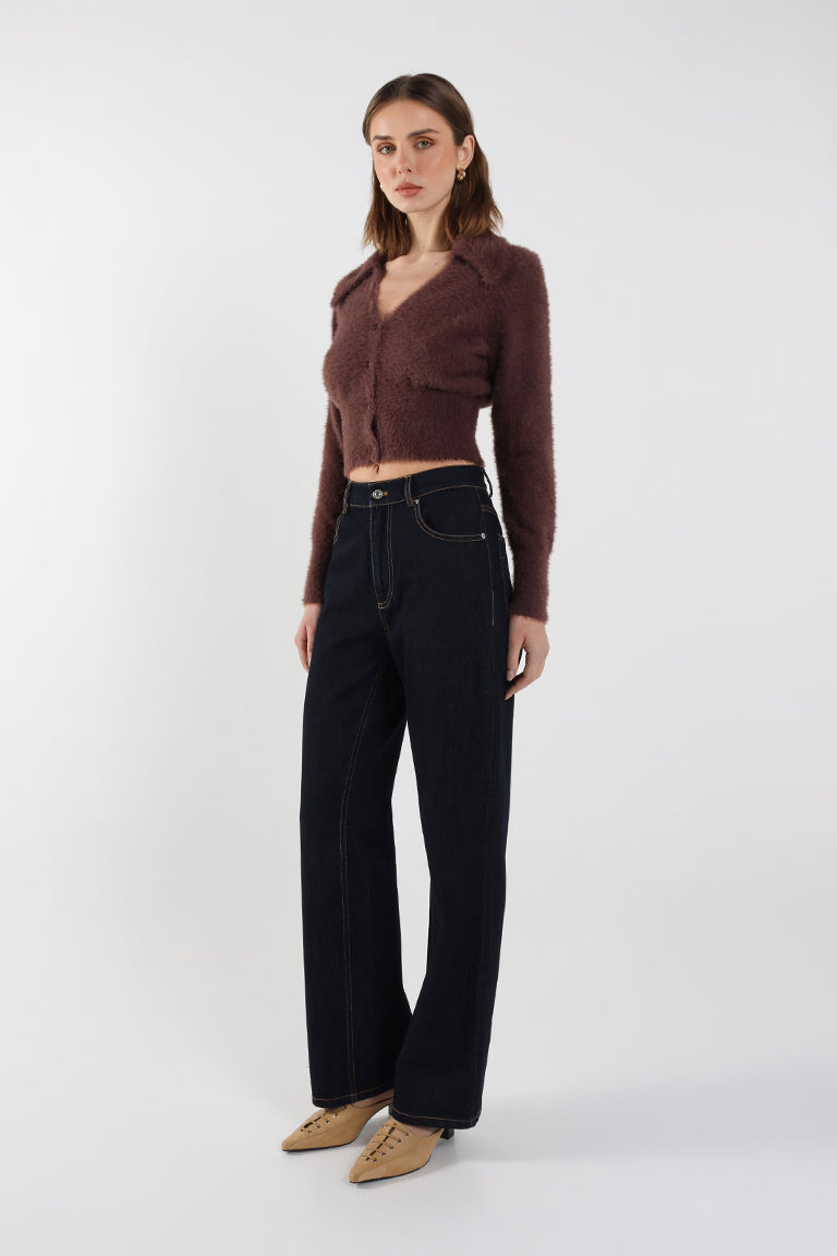 Madison The Label Lucy Knit Cardigan - Cacao