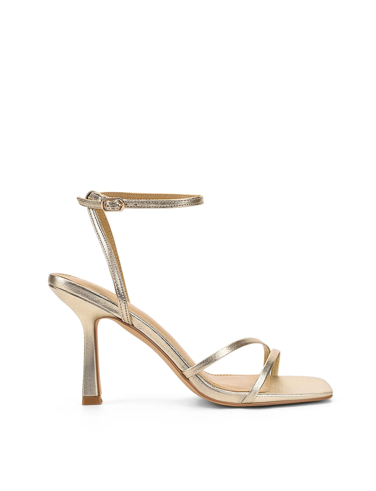 Siren Strappy Heels - Gold Metallic Leather