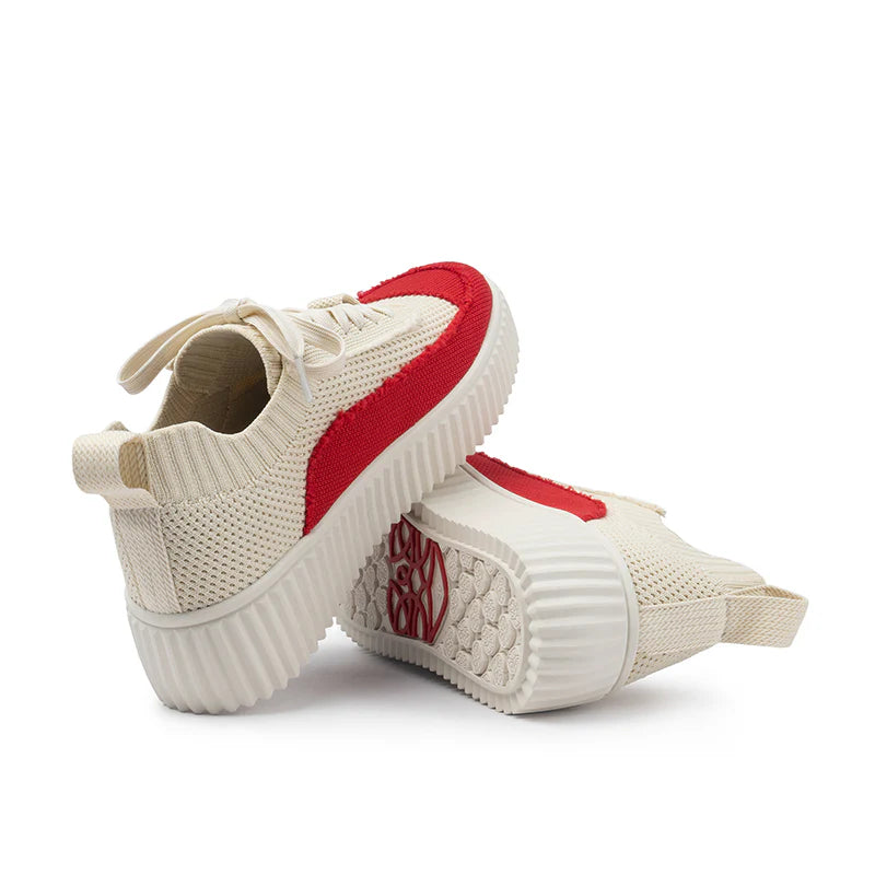Chunky Platform Knit Sneakers - Red