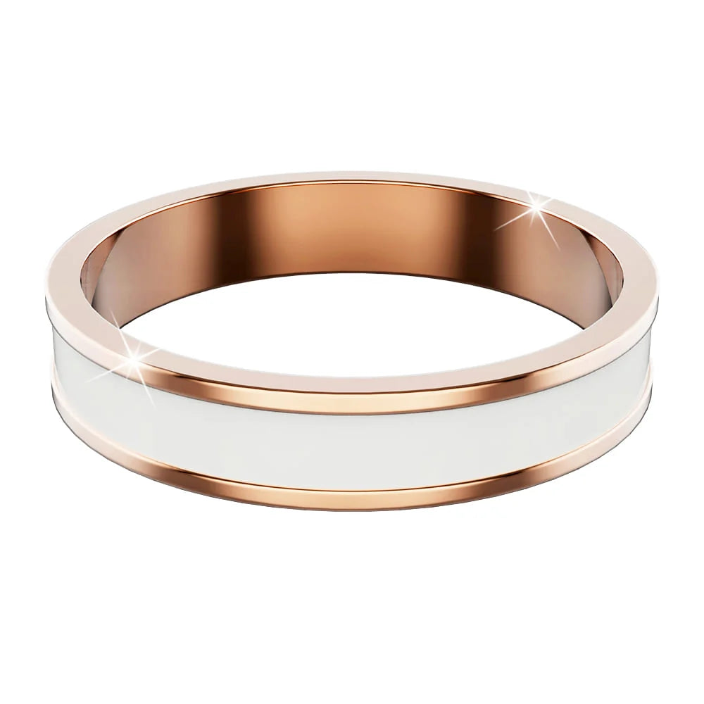 Bullion Gold Ceres Timeless Ring White Enamel Ring in Rose Gold
