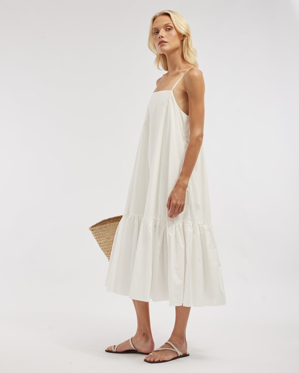 Amelius Zadie Poplin Midi Dress - White