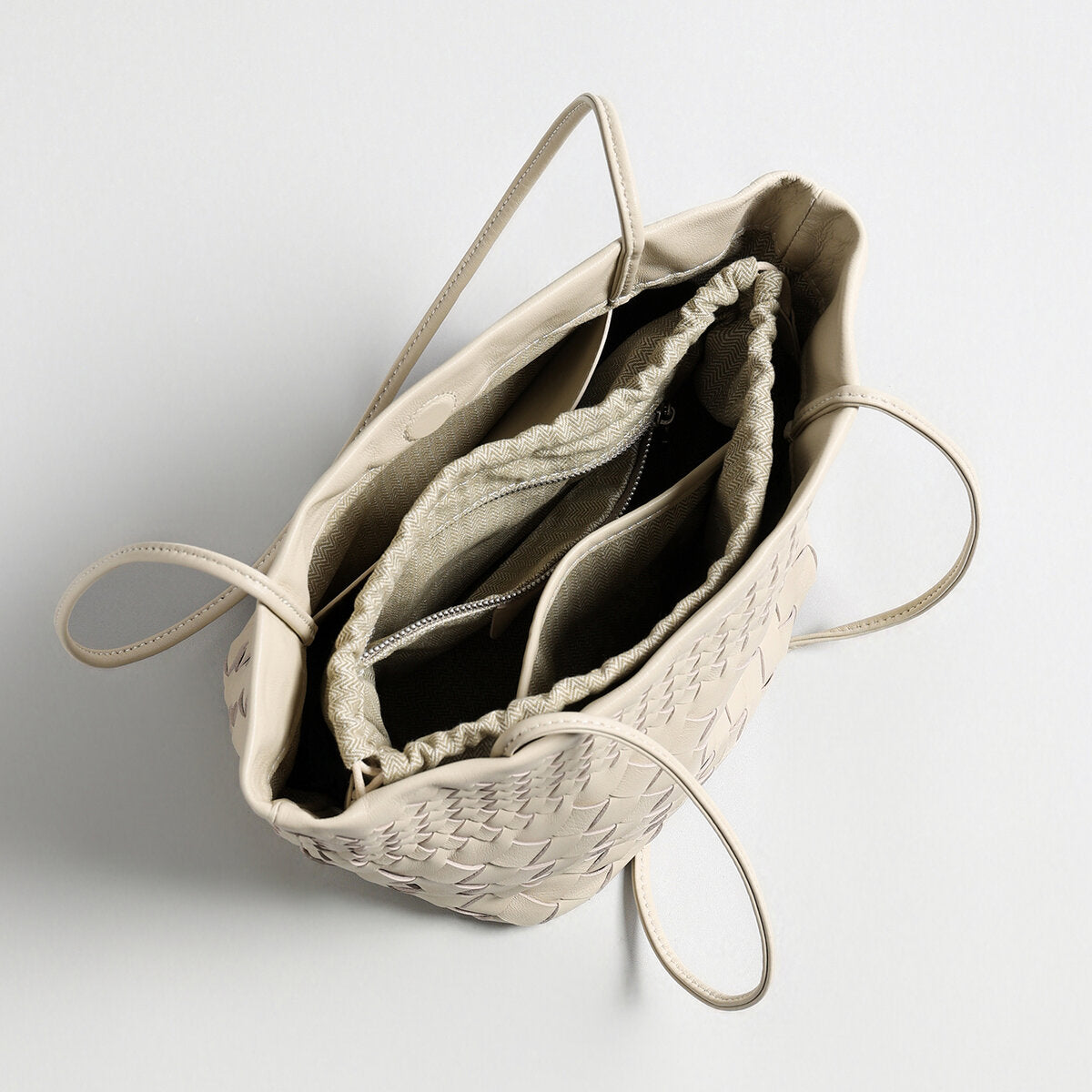 Handwoven Artisanal Leather Tote - Ivory