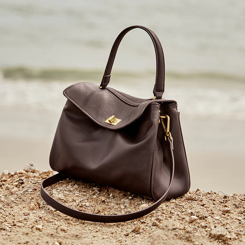 Nalandu Cloud Leather Satchel Bag - Chocolate
