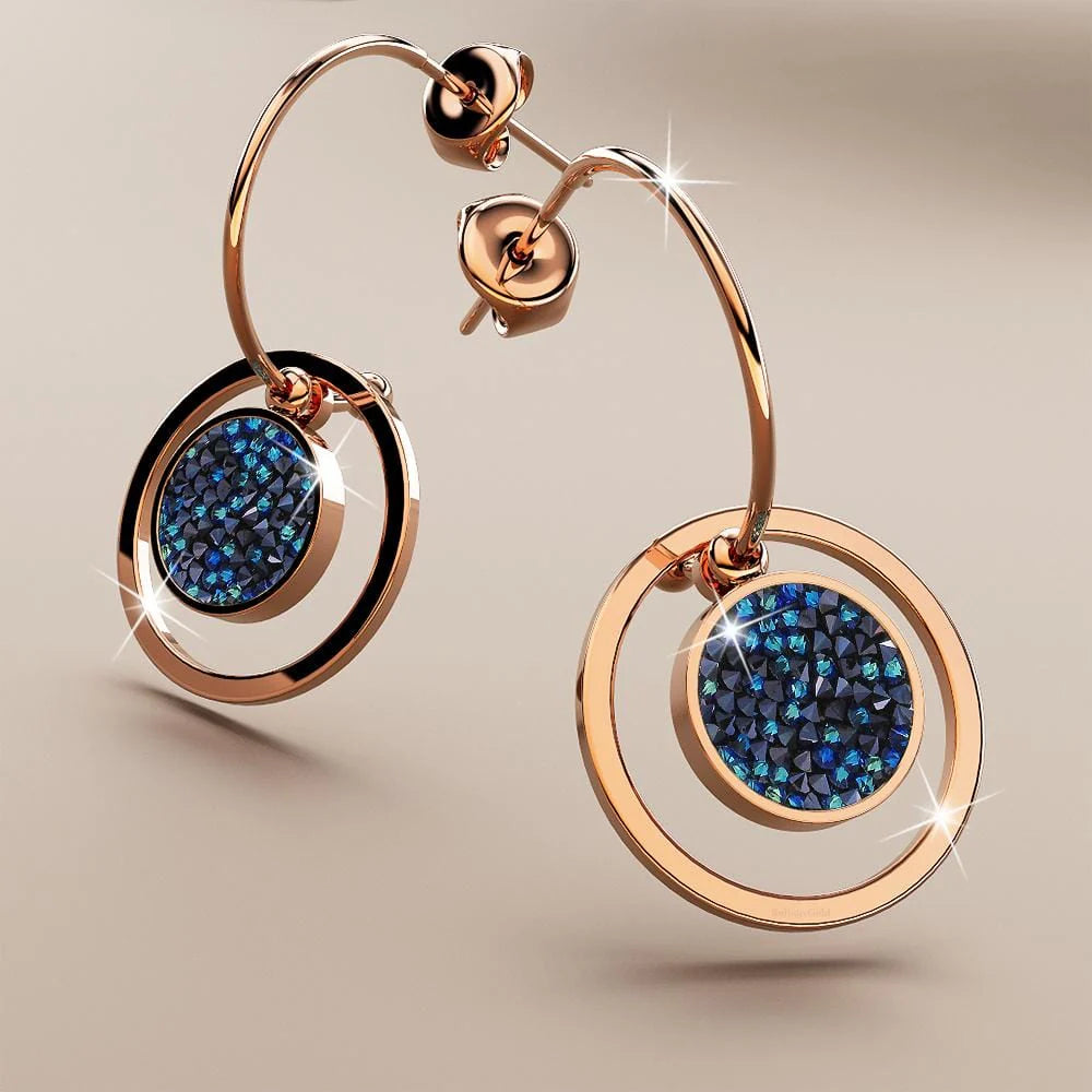 Bullion Gold Disc Drop Rose Gold Layered Earrings