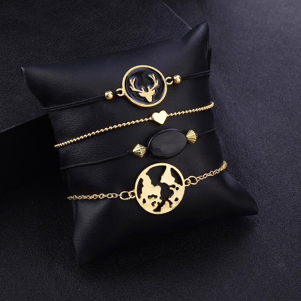 Bohemian 4-Piece Charm Bead Bracelet Set