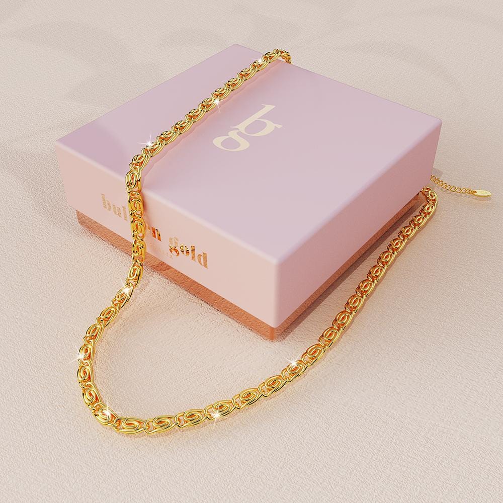 Bullion Gold Bianca Fancy Clip Link Chain Gold Choker Necklace