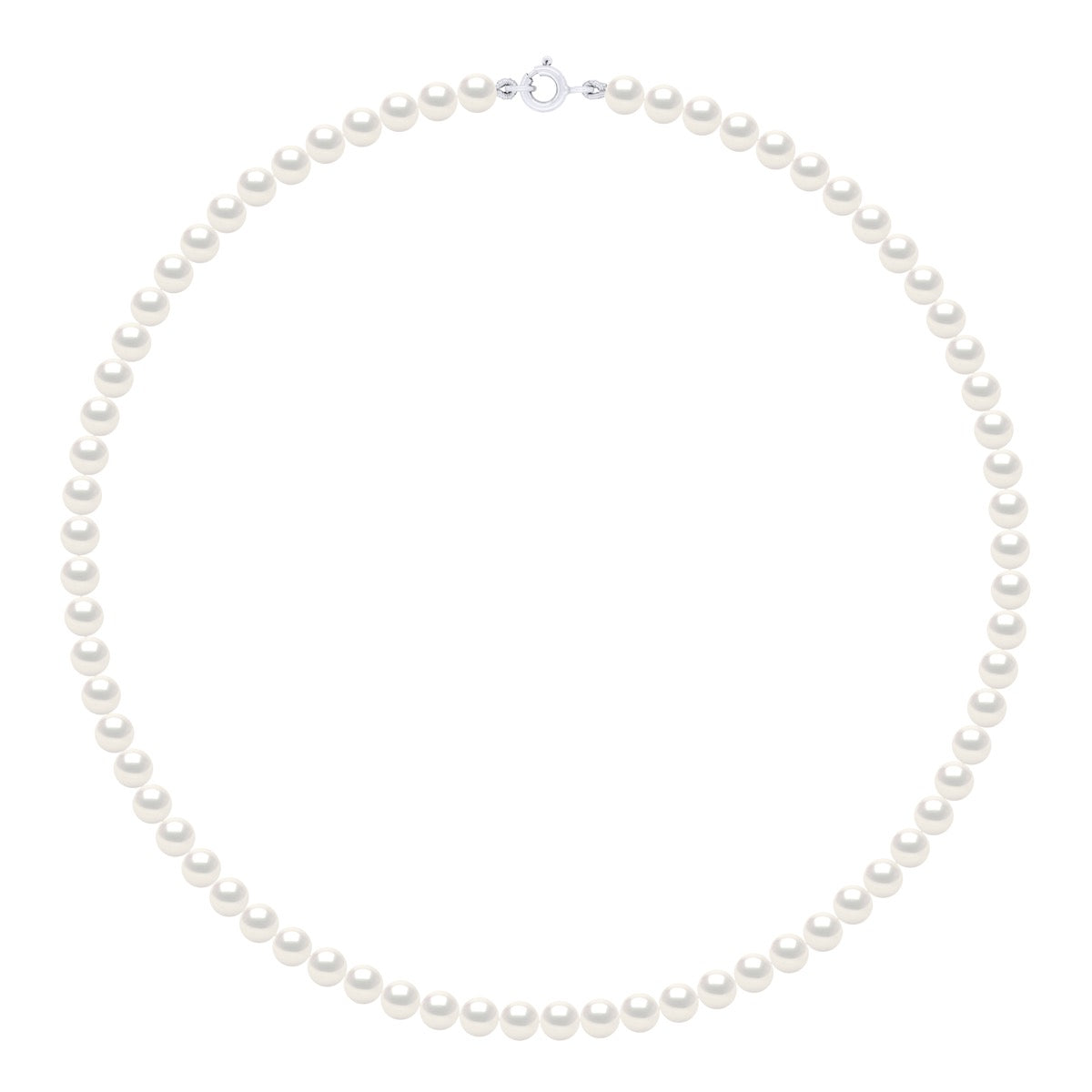 Necklace of Real Cultured Freshwater Pearls Round 5-6 mm - Natural White - Longueur 42 cm