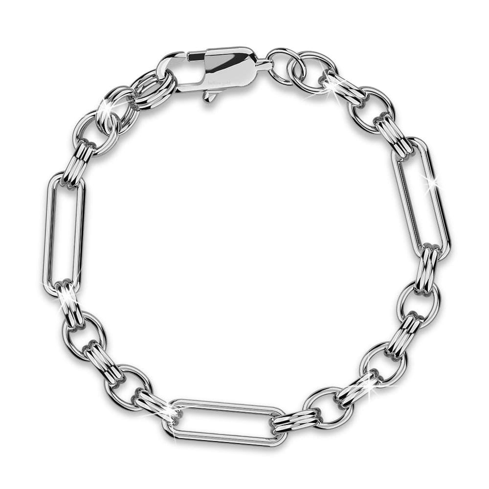 Bullion Gold Roxanne Oval Link Paperclip Chain White Gold Bracelet