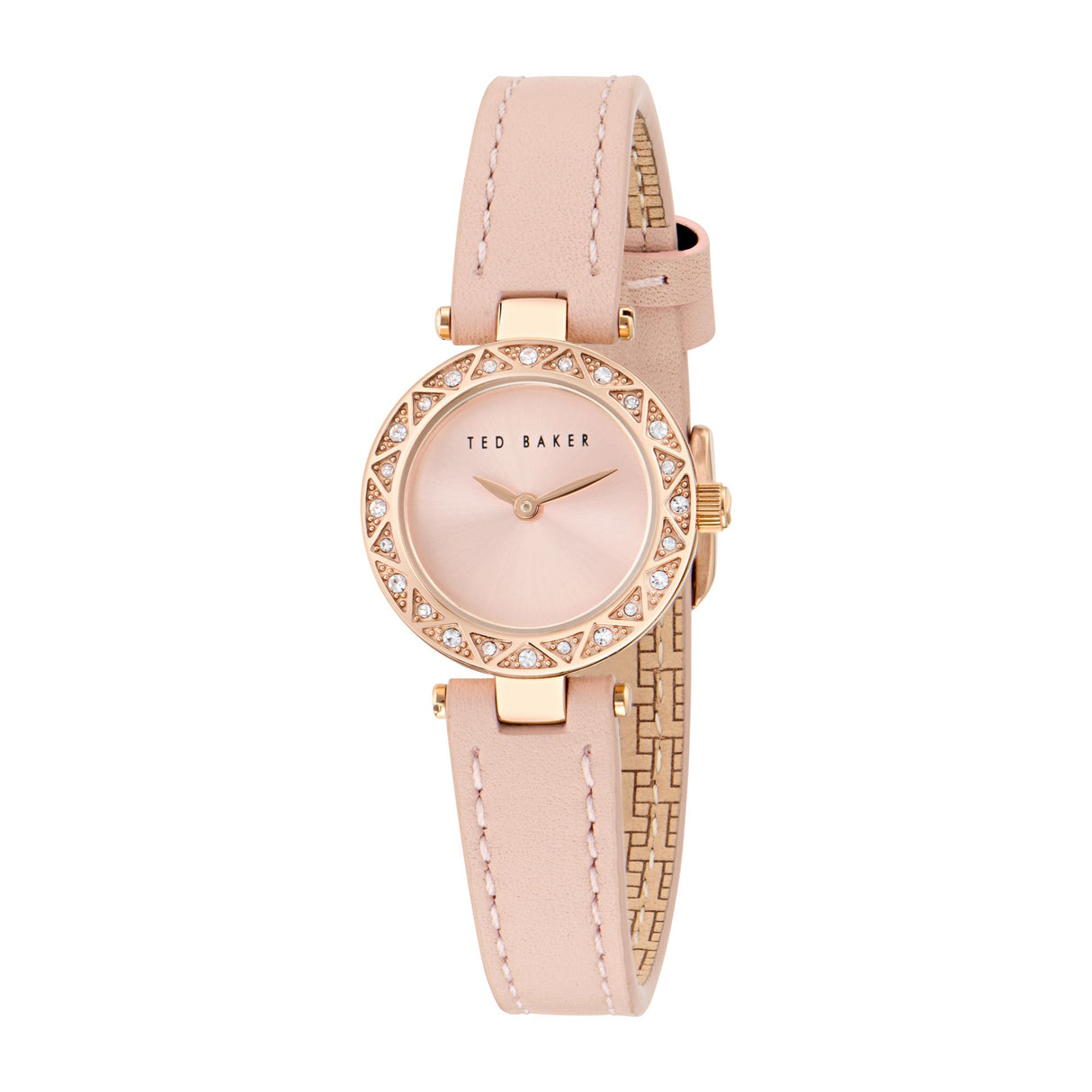 Ted Baker Womens Jolyye Crystal 24mm Rose Gold-Tone Pink Leather Watch