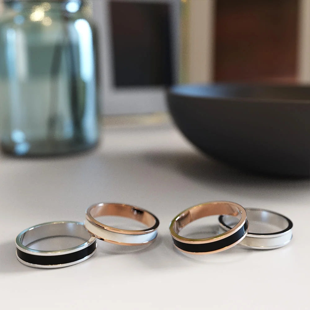 Bullion Gold Ceres Timeless Ring White Enamel Ring in Rose Gold