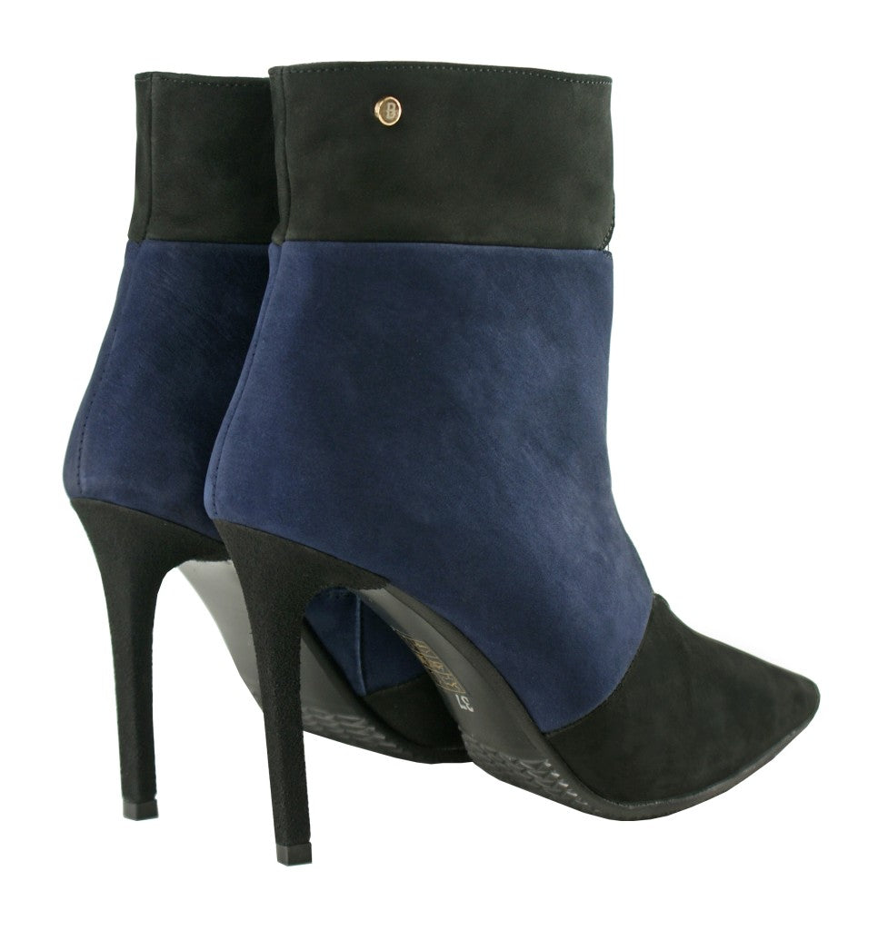 Bosccolo Womens Spike Heel Boots - Navy Blue/Black Nubuk