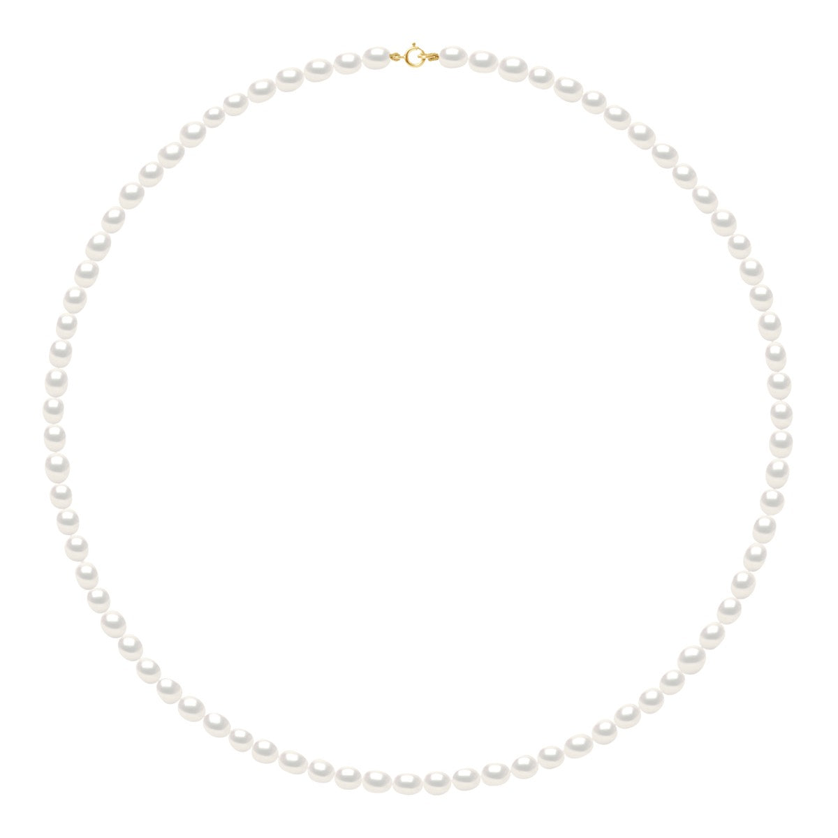 Necklace of Real Cultured Freshwater Pearls Grain of Rice and White 4-5 mm- - Natural White - Longueur 42 cm