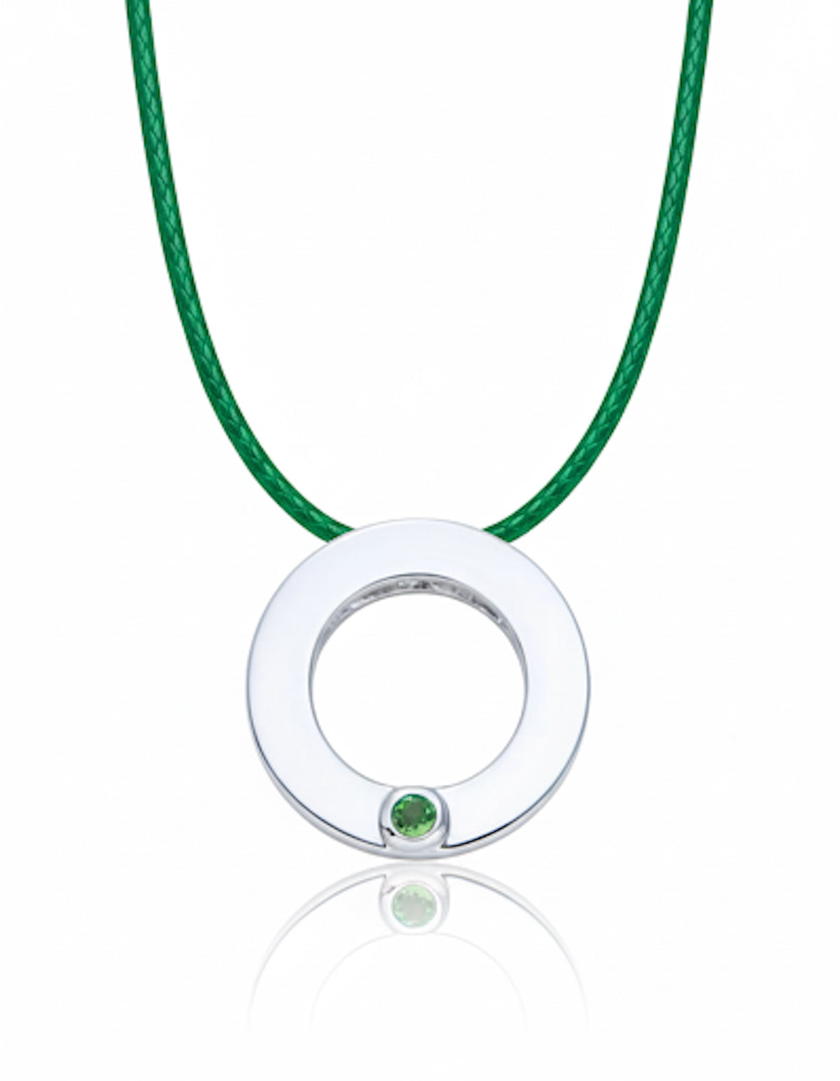 Liv Oliver 18K White Gold Green Sapphire Eternal Necklace
