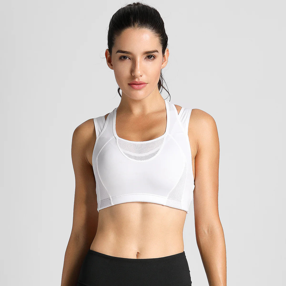 High Impact Full Support Wireless Running Bra - White
