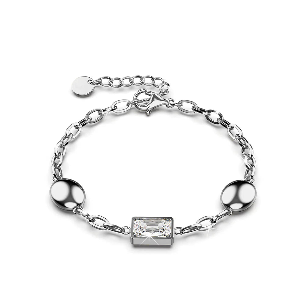 Krystal Couture Oval Square Zirconia Bling Bracelet in White Gold