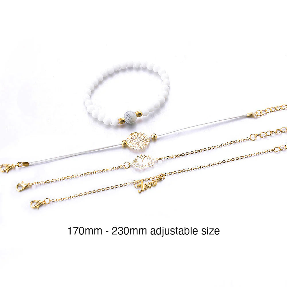 Bohemian 4-Piece Charm Bead Bracelet Set