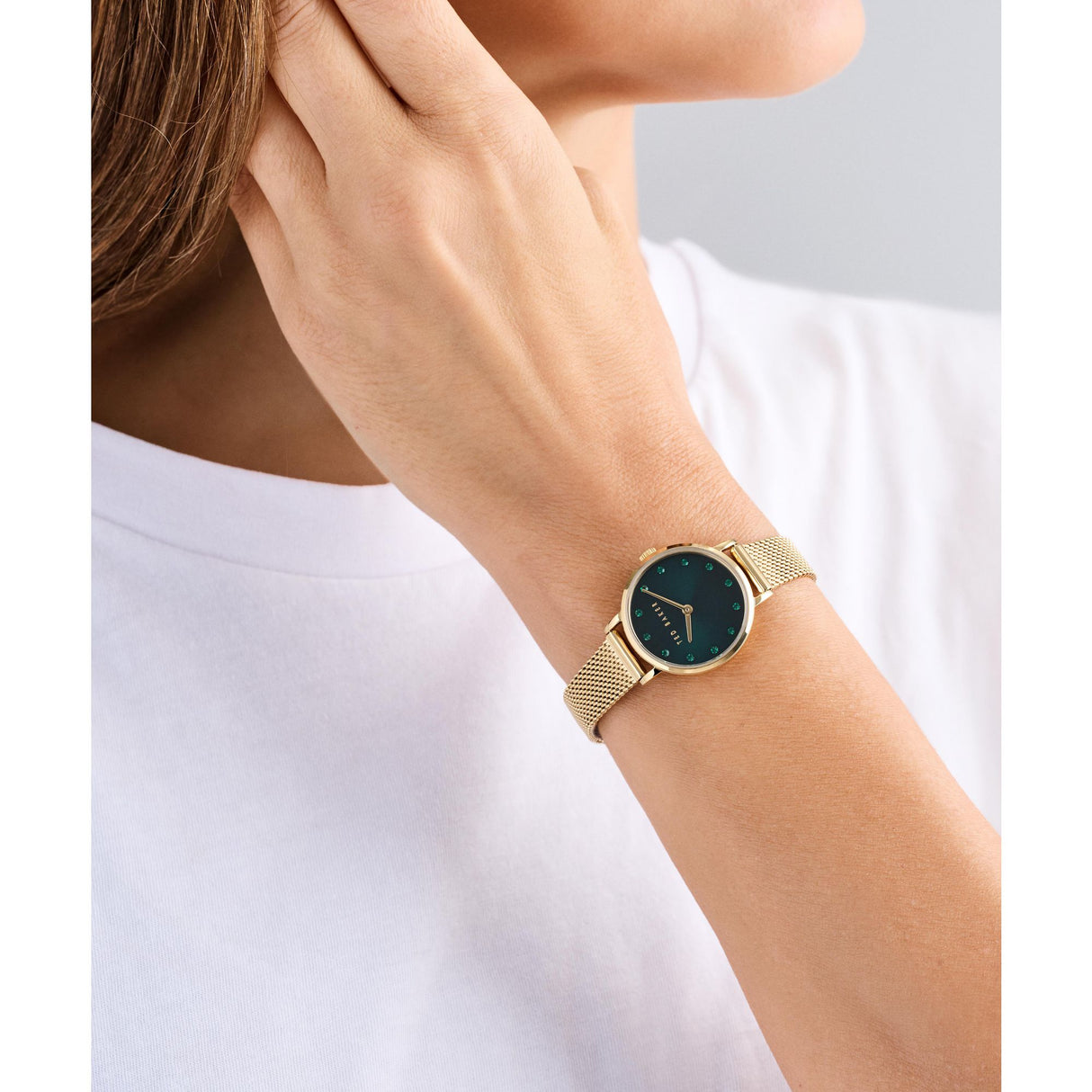 Ted Baker Womens Staciie Green Dial Gls Gold Mesh